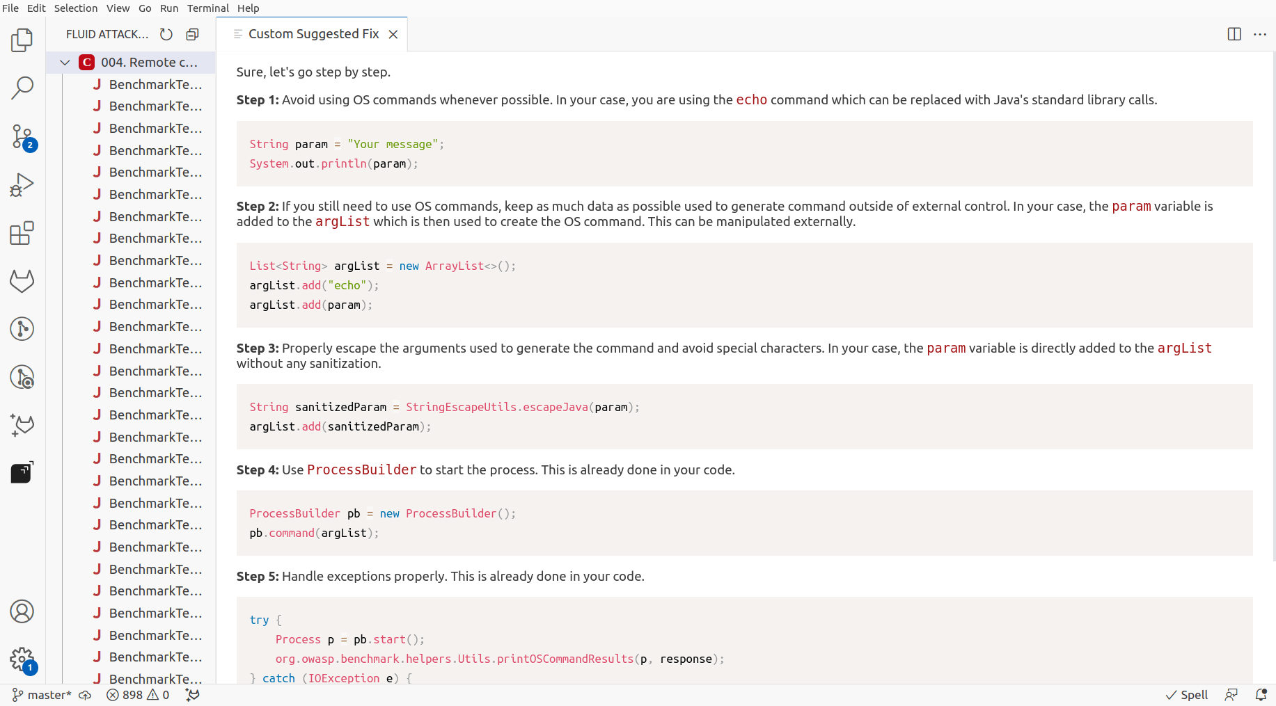Generate fix guides with the Fluid Attacks VS Code extension