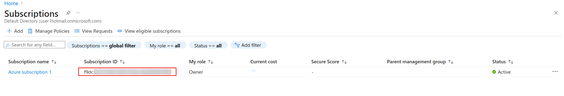Find Azure subscription ID for Fluid Attacks CSPM
