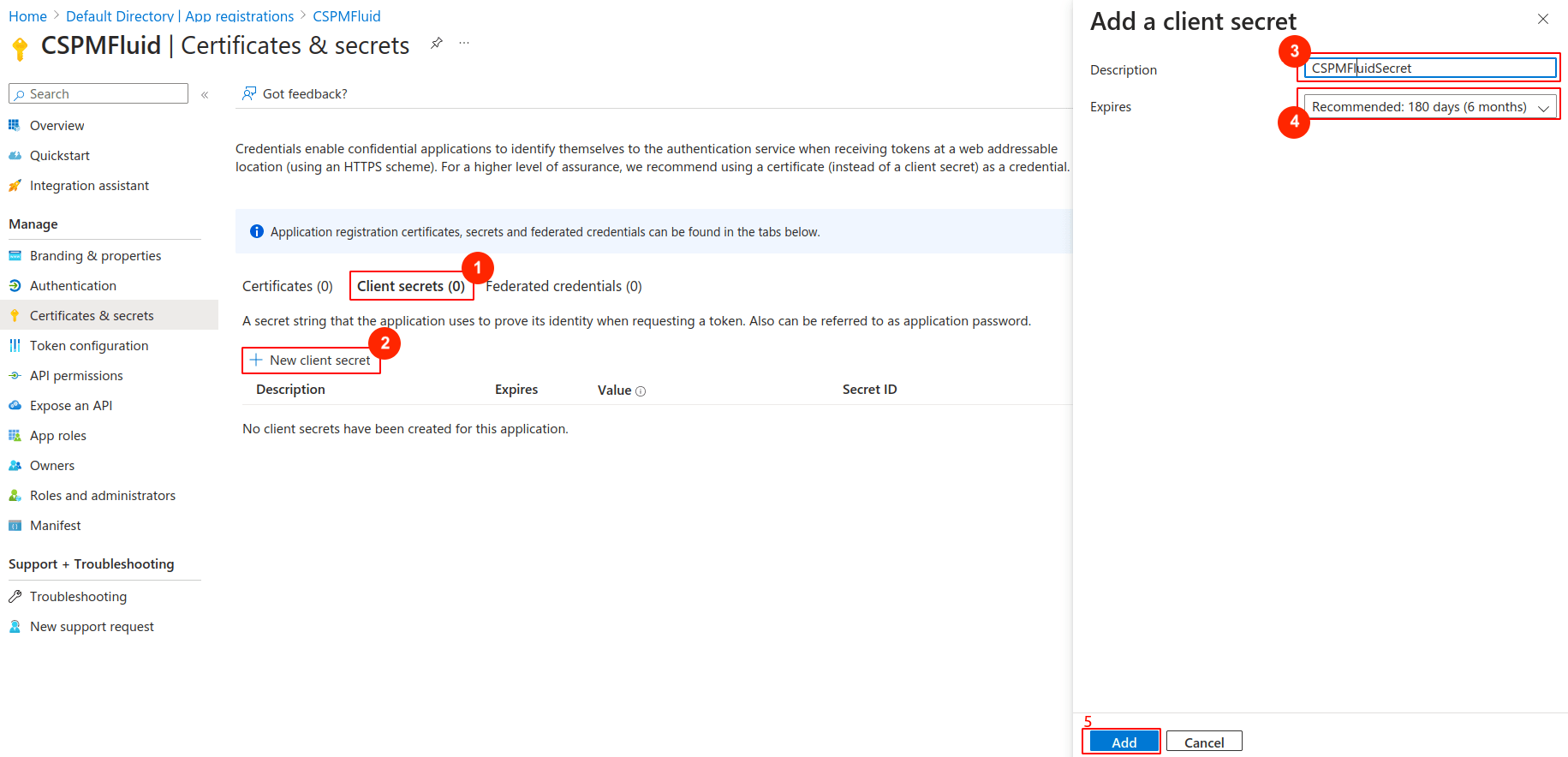 Add secret to Azure app for Fluid Attacks CSPM