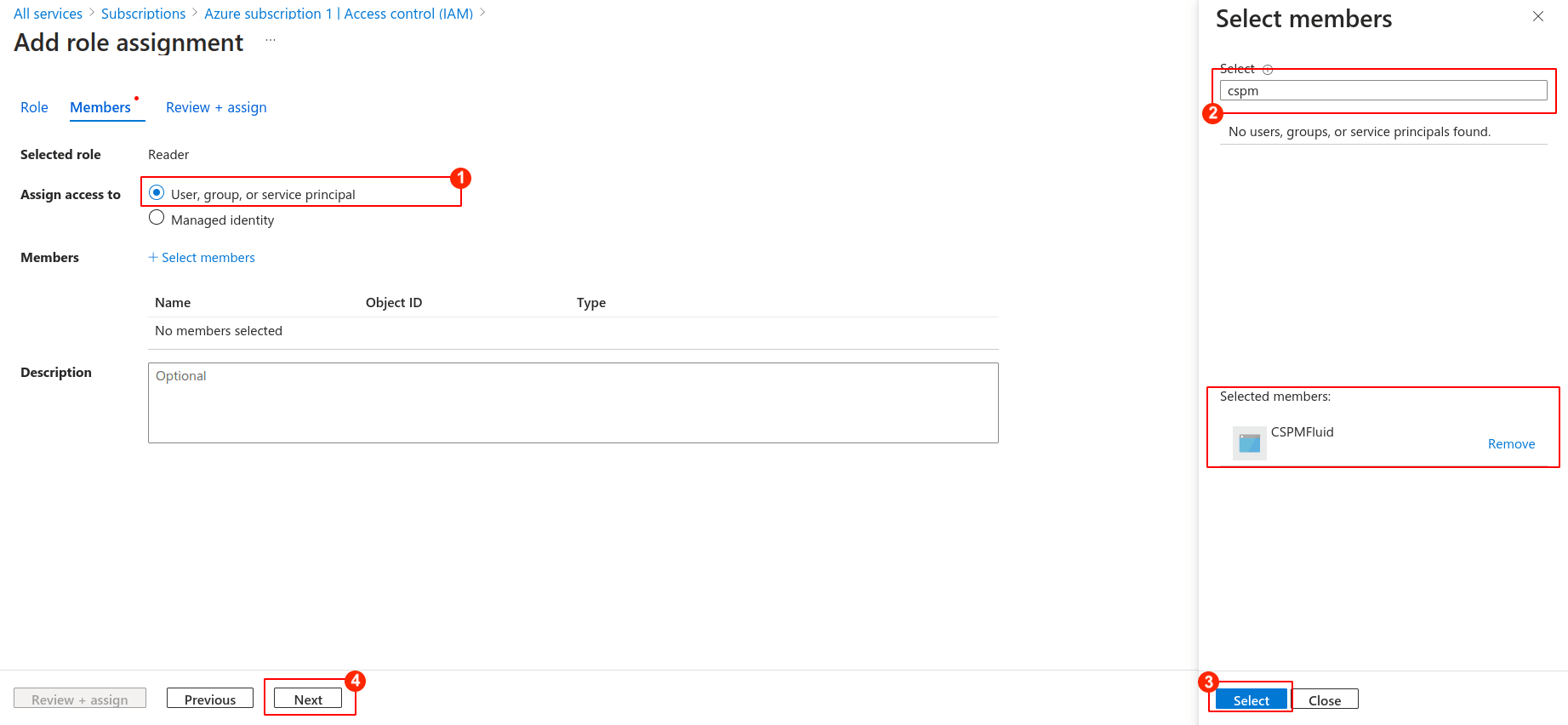 Assign Azure app members access for Fluid Attacks CSPM