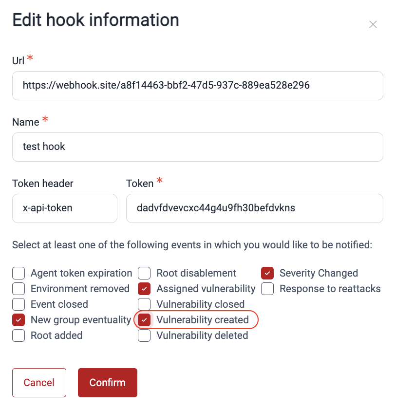 Change a webhook configuration on the Fluid Attacks platform