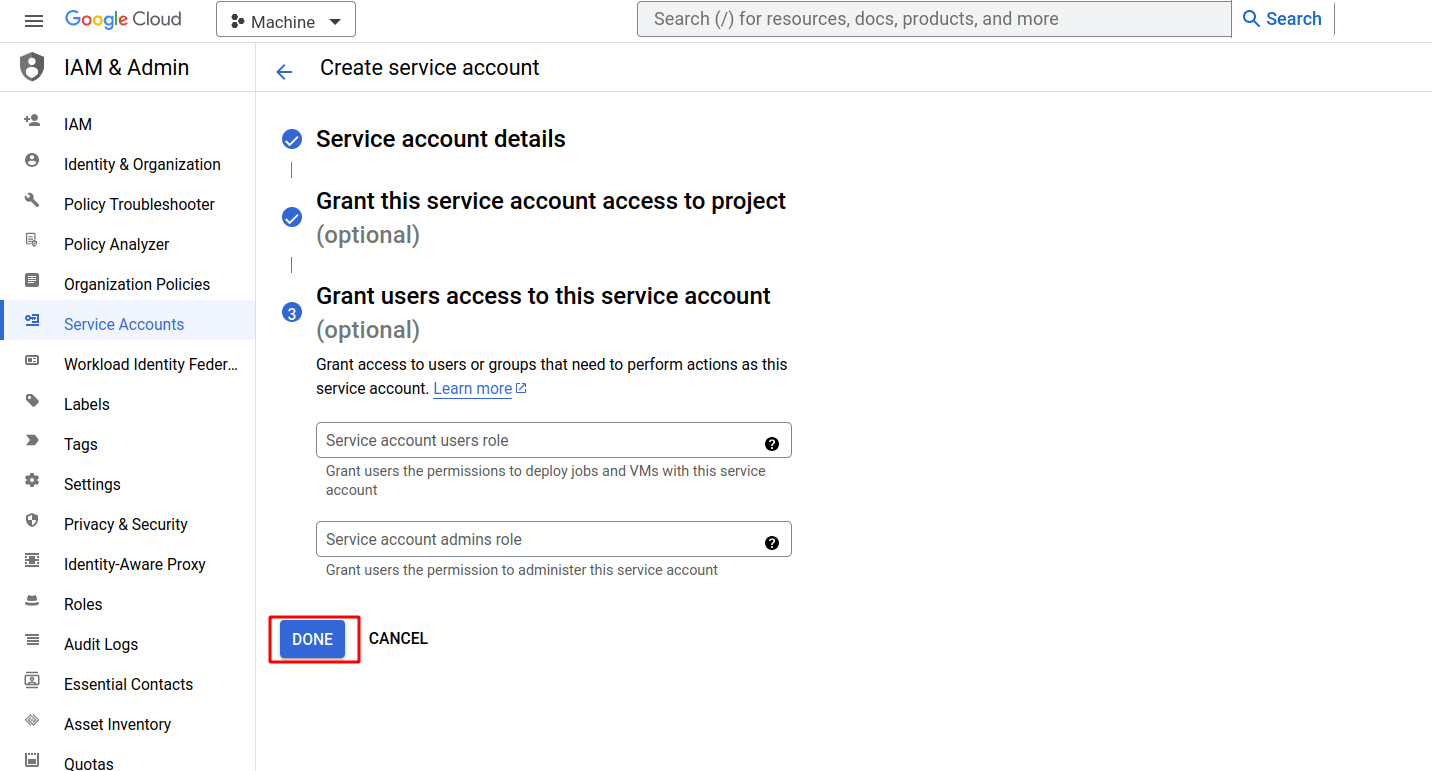 Create service account with role for the Fluid Attacks GCP integration