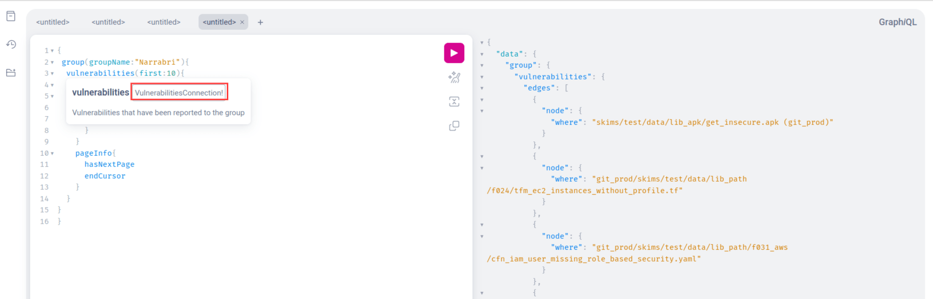 See paginated fields on the Fluid Attacks API