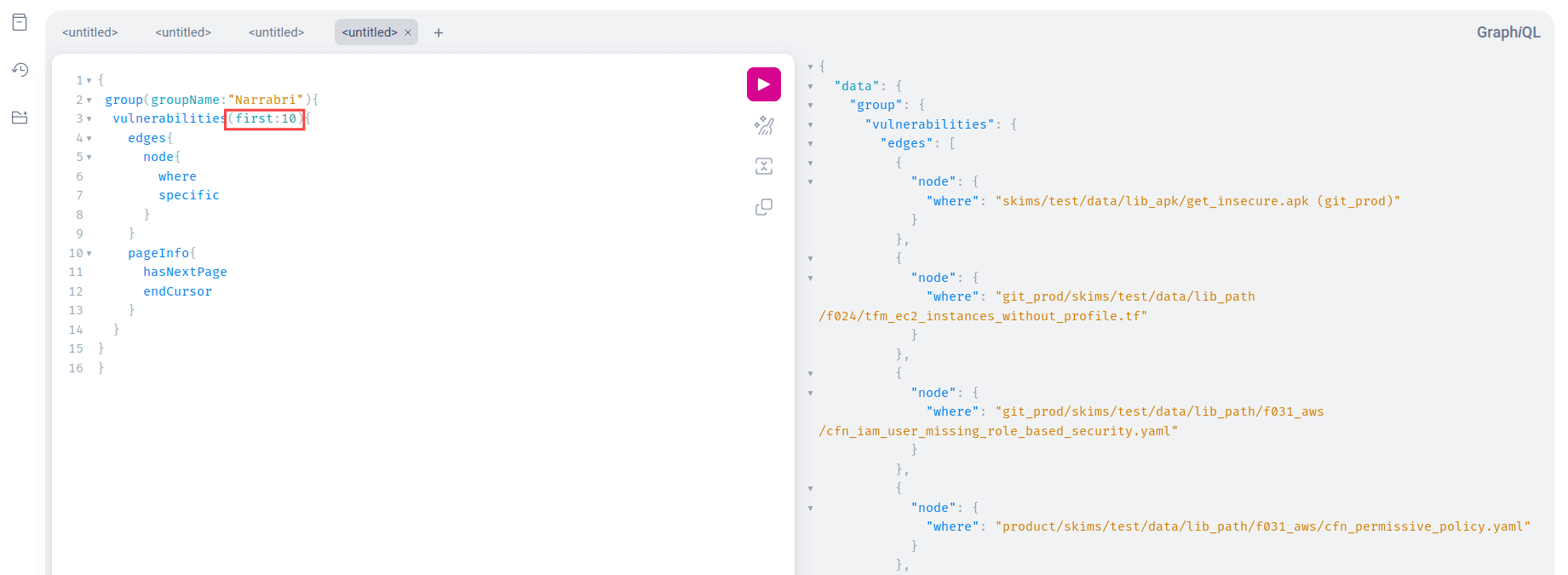 Retrieve vulnerabilities on the Fluid Attacks API
