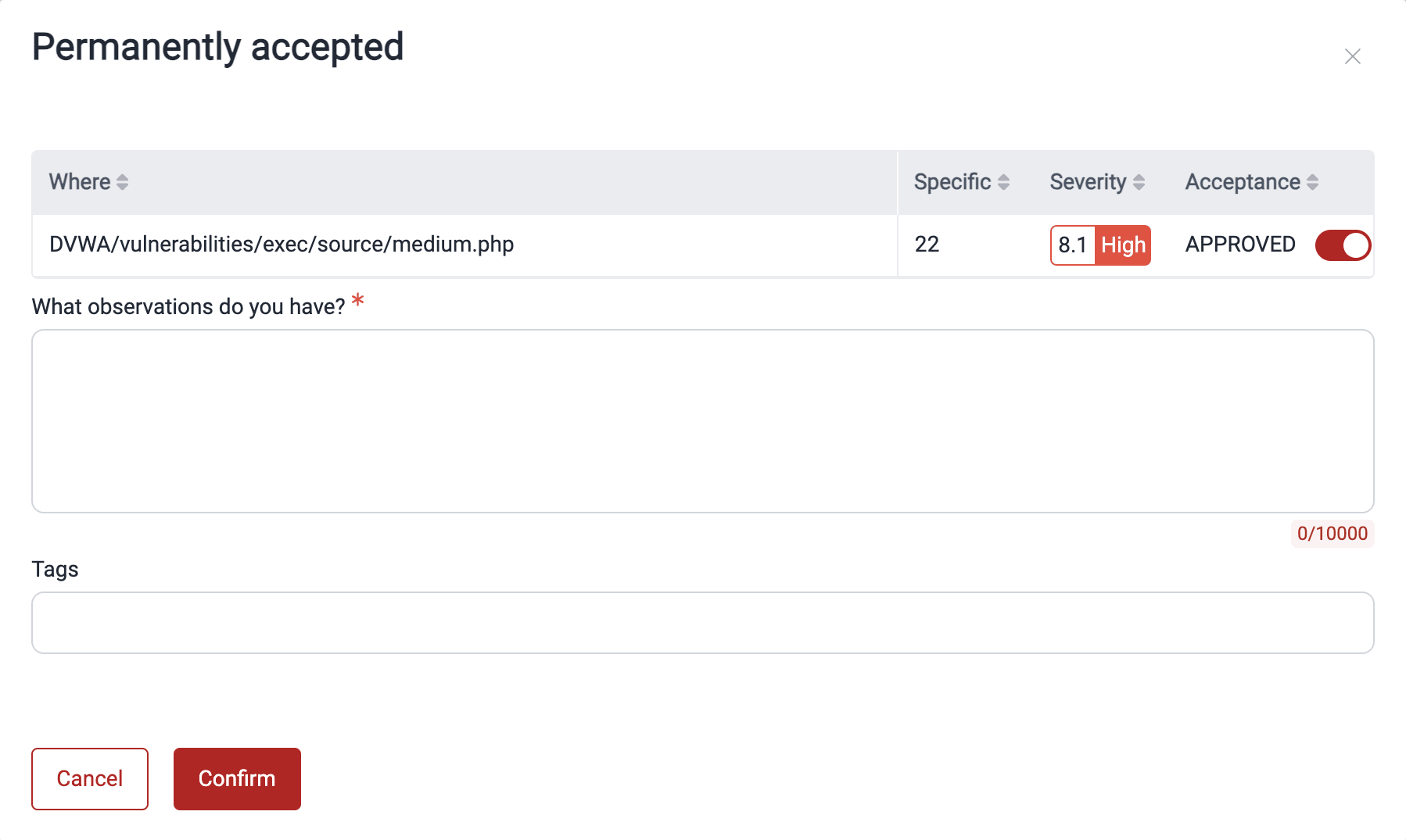Manage acceptance requests on the Fluid Attacks platform