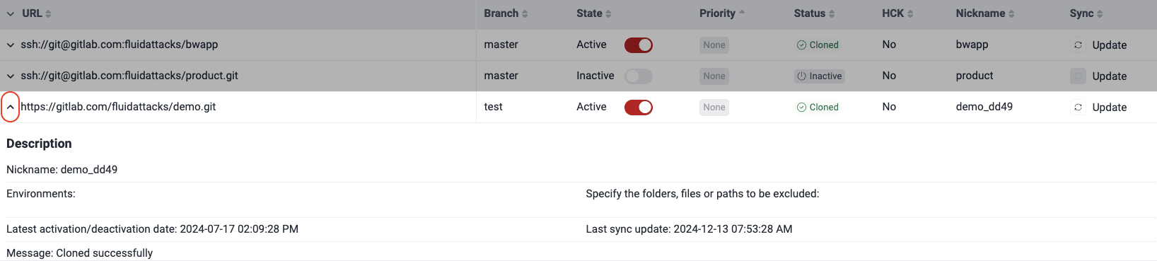 Reveal details of the Git root on the Fluid Attacks platform