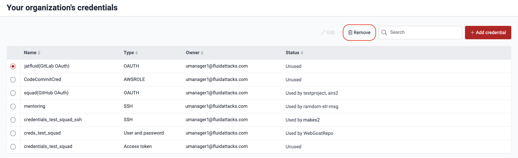 Remove OAuth connection with the Fluid Attacks platform