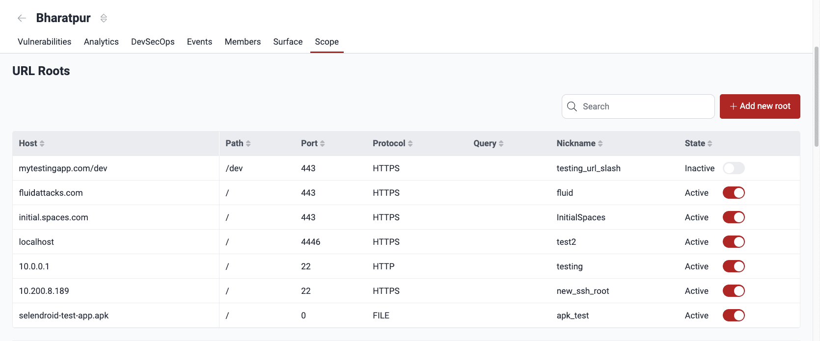 View tested URLs on the Fluid Attacks platform