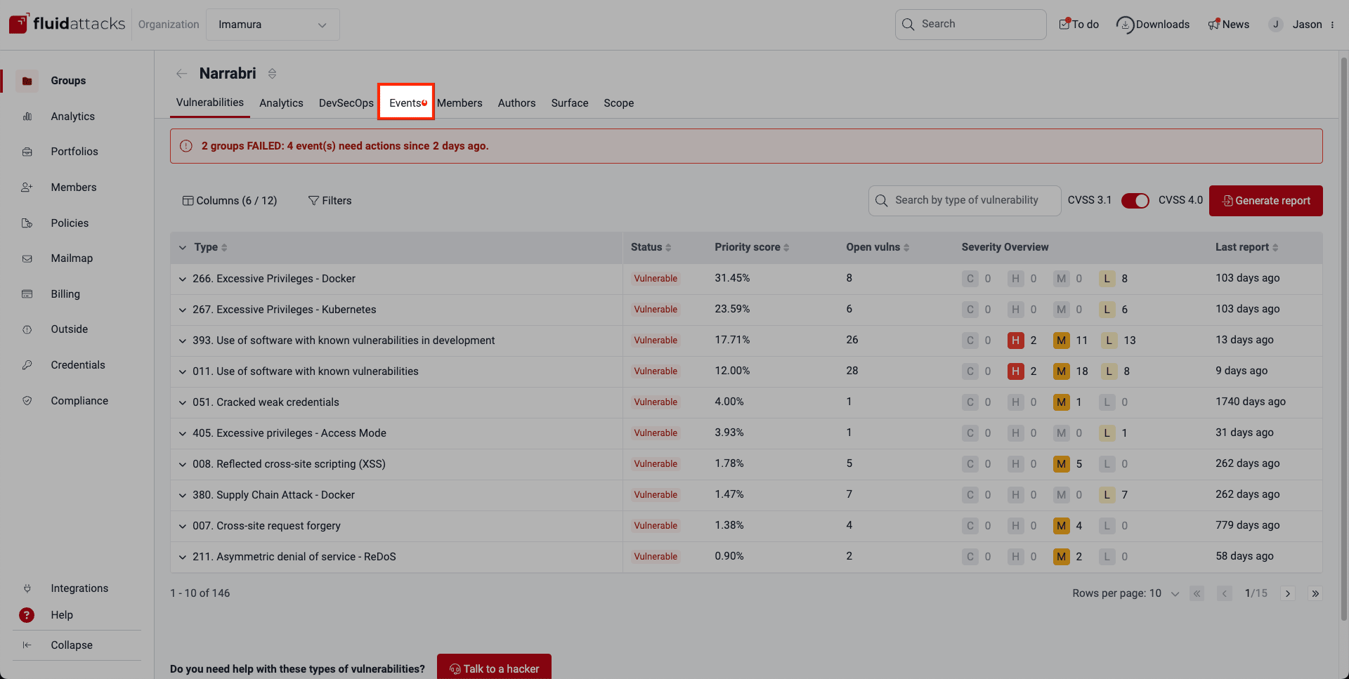 Understand red dot for events on the Fluid Attacks platform