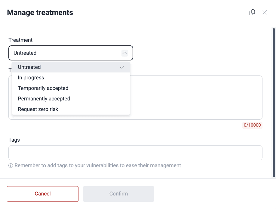 Assign vulnerability treatment on the Fluid Attacks platform