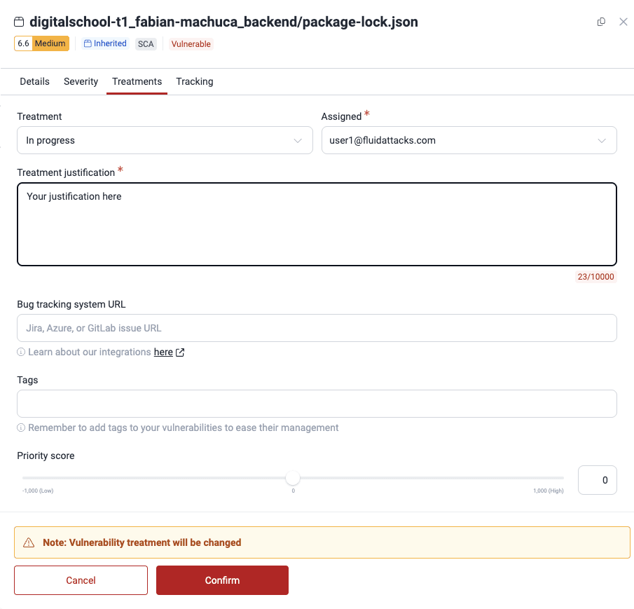 Assign vulnerability to a member on the Fluid Attacks platform