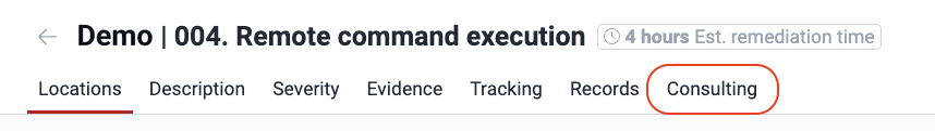 Open the consulting tab of a vulnerability on the Fluid Attacks platform
