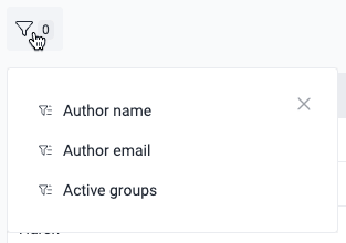 Filter authors on the Fluid Attacks platform