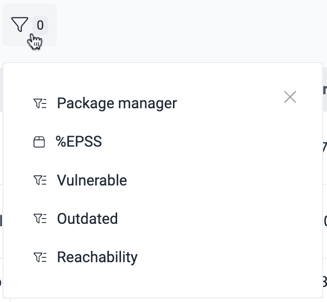 Filter the Supply chain section on Fluid Attacks platform