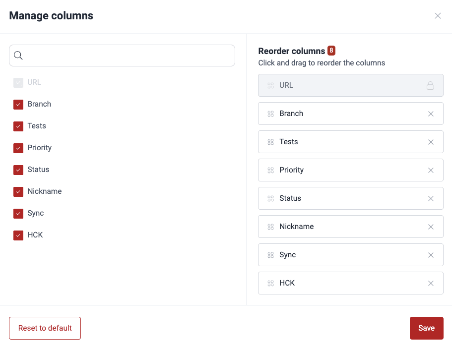 Show or hide Git Roots table columns on the Fluid Attacks platform
