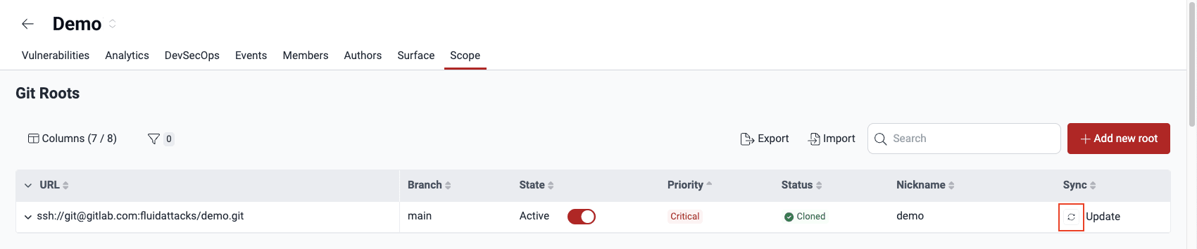 Clone updated version of a repository on the Fluid Attacks platform