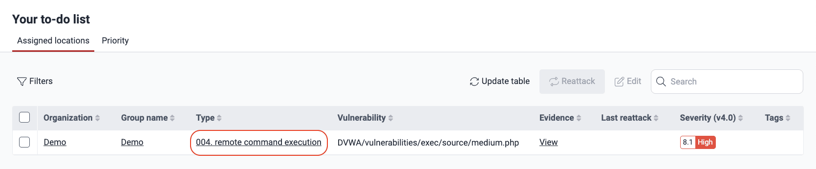 Select the vulnerability assigned to you on the Fluid Attacks platform