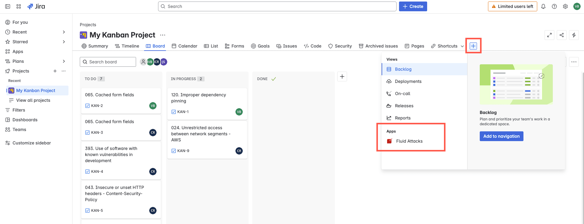 Access the Fluid Attacks app on your Jira project