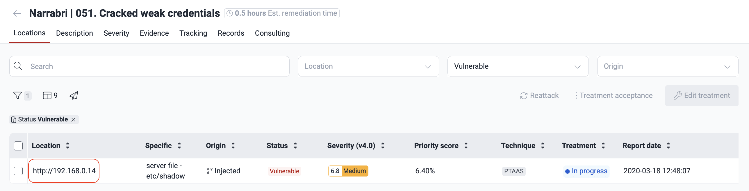 Click on a vulnerability to see information on the Fluid Attacks platform