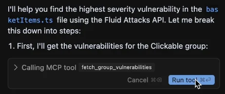 Allow the Fluid Attacks tool on Cursor