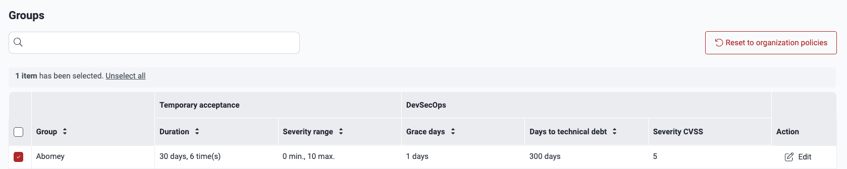 Reset group policies on the Fluid Attacks platform