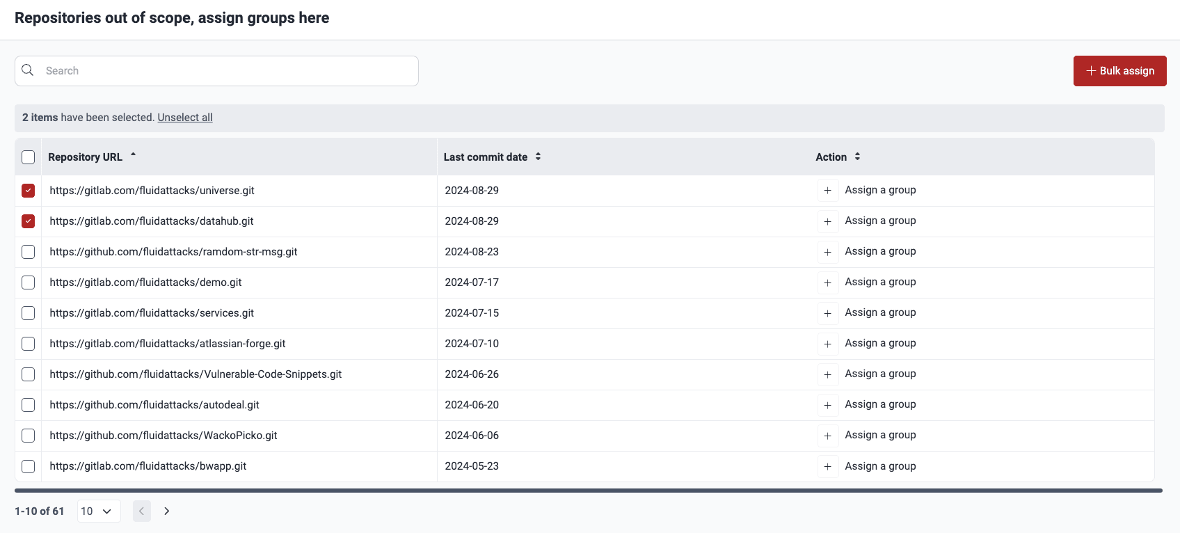Import multiple repositories on the Fluid Attacks platform