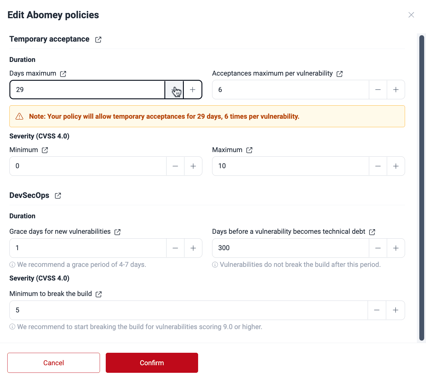 Change group policies on the Fluid Attacks platform