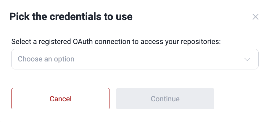 Select the Git root credentials on the Fluid Attacks platform