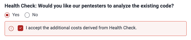 Request Health Check on the Fluid Attacks platform
