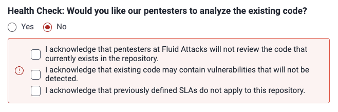 Decline Health Check on the Fluid Attacks platform