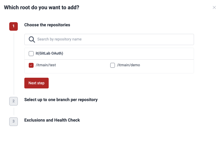 Select repos to add via OAuth on the Fluid Attacks platform
