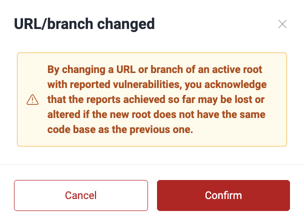 Edit URL or branch on the Fluid Attacks platform