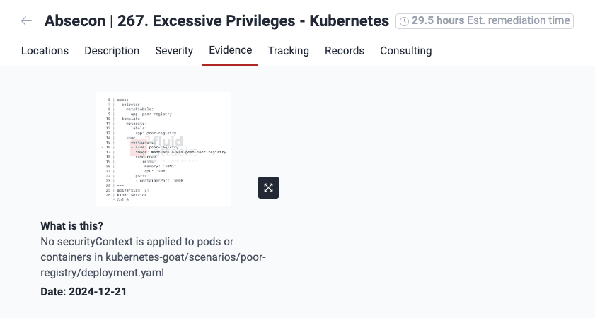 View evidence of a type of vulnerability on the Fluid Attacks platform