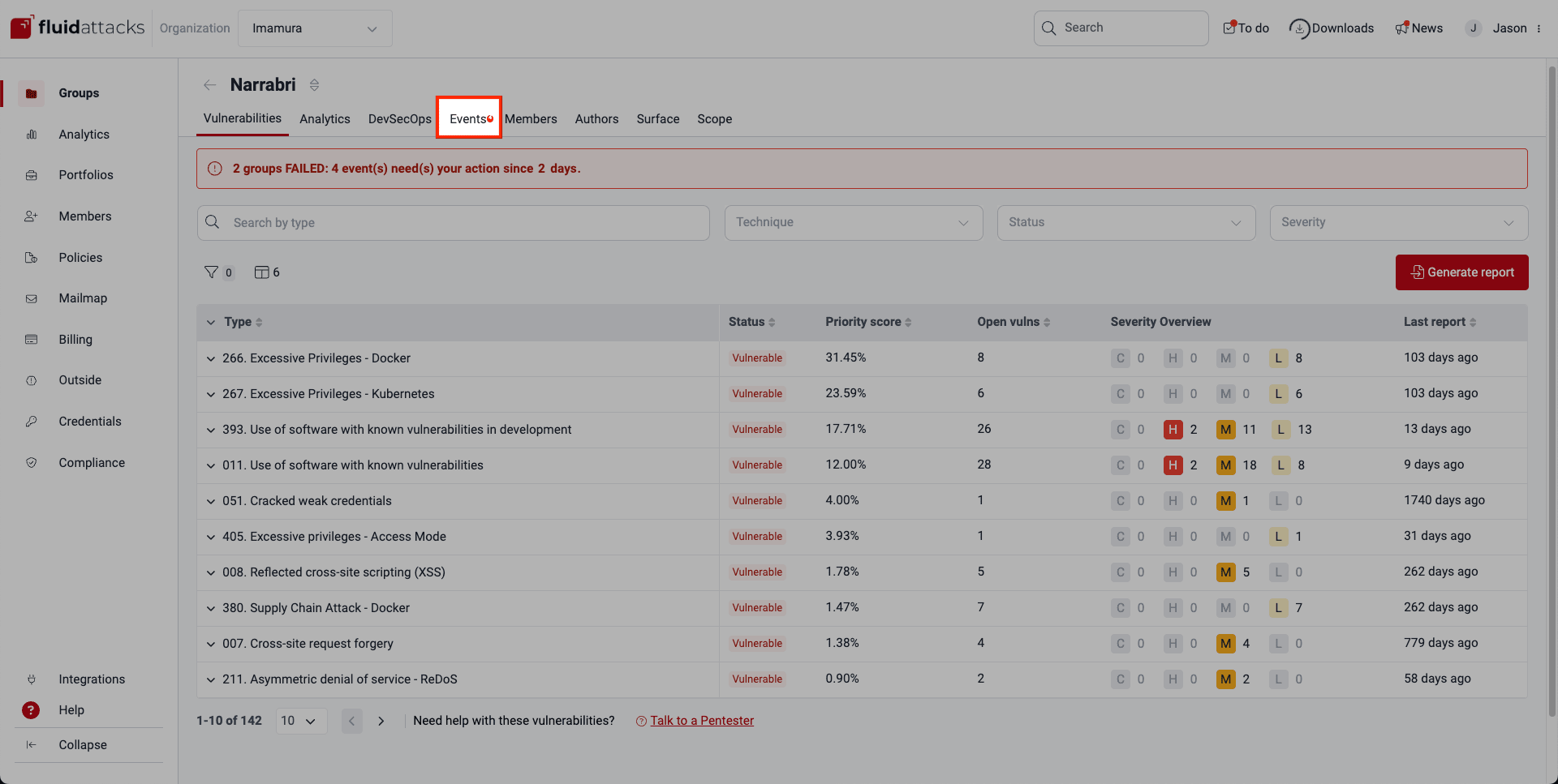 Understand red dot for events on the Fluid Attacks platform