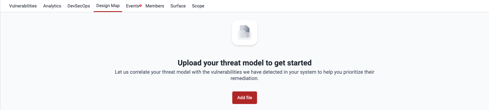 Find option to upload a threat model on the Fluid Attacks platform