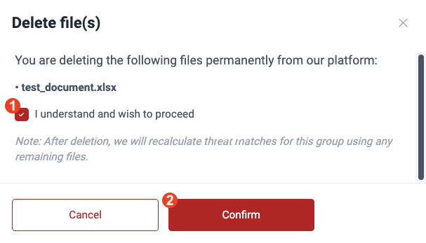 Delete a threat model file on the Fluid Attacks platform