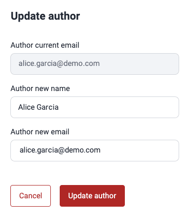 Change author information on the Fluid Attacks platform