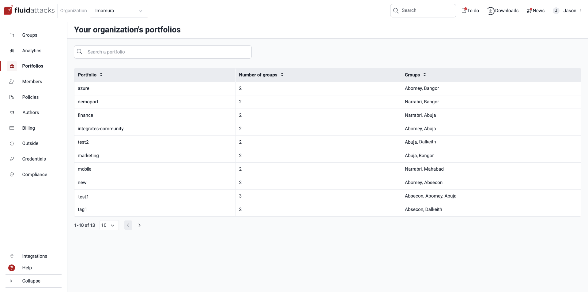 Access the Portfolios section on the Fluid Attacks platform