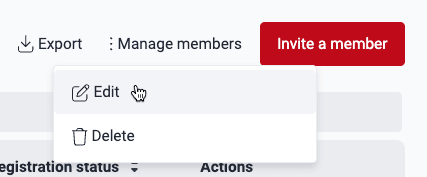 Edit member on the Fluid Attacks platform