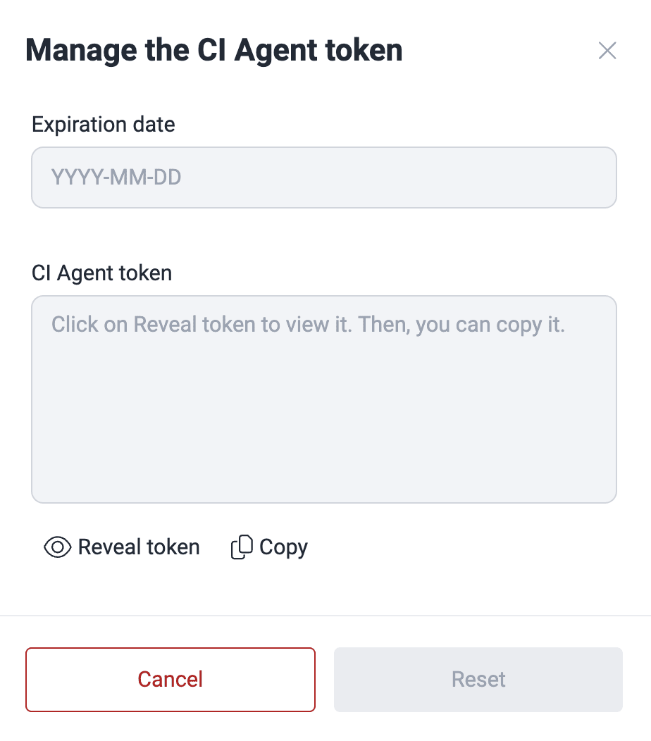 Generate the CI Agent token on the Fluid Attacks platform