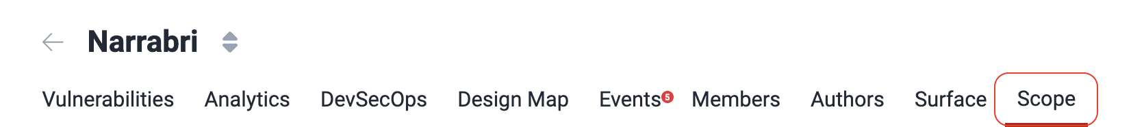 Find the Scope section on the Fluid Attacks platform