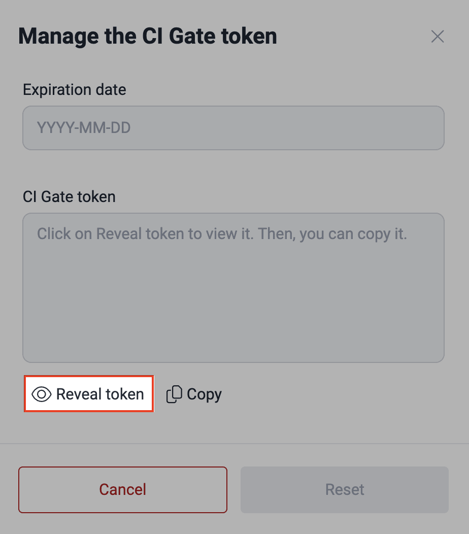 View CI Agent token on the Fluid Attacks platform
