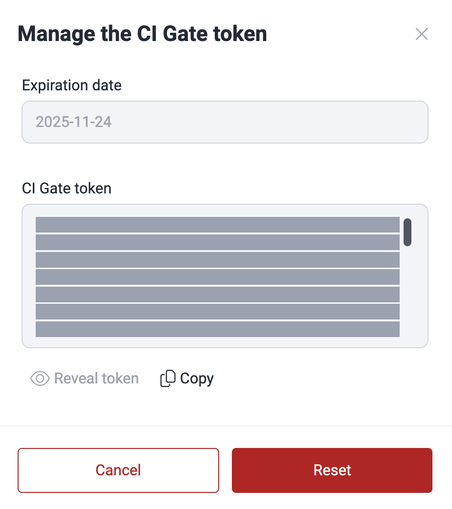 Reset CI Agent token on the Fluid Attacks platform