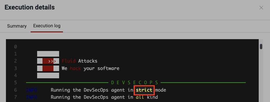 View arguments in execution log on the Fluid Attacks platform