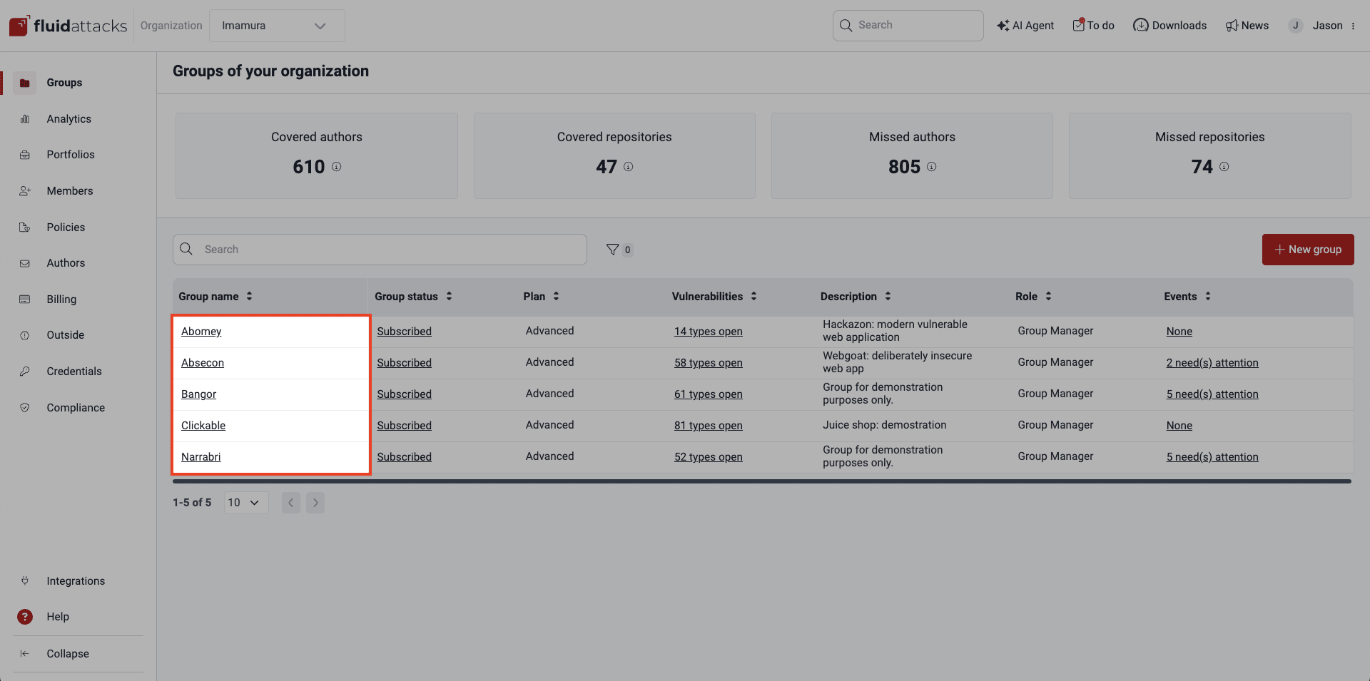 Access a group on the Fluid Attacks platform