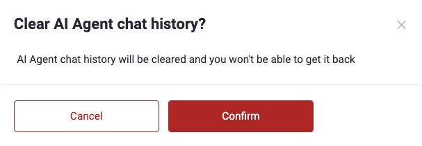 Confirm chat history deletion on the Fluid Attacks platform