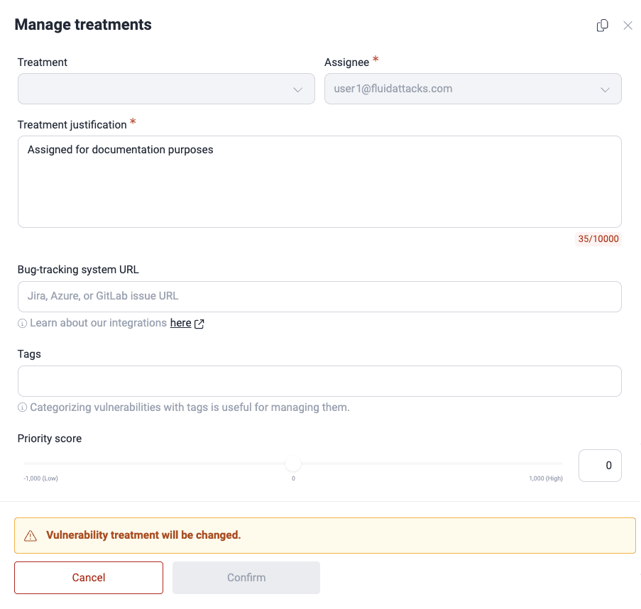 Edit vulnerability on the Fluid Attacks platform