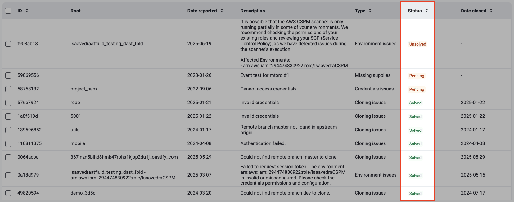 Find out the event status on the Fluid Attacks platform
