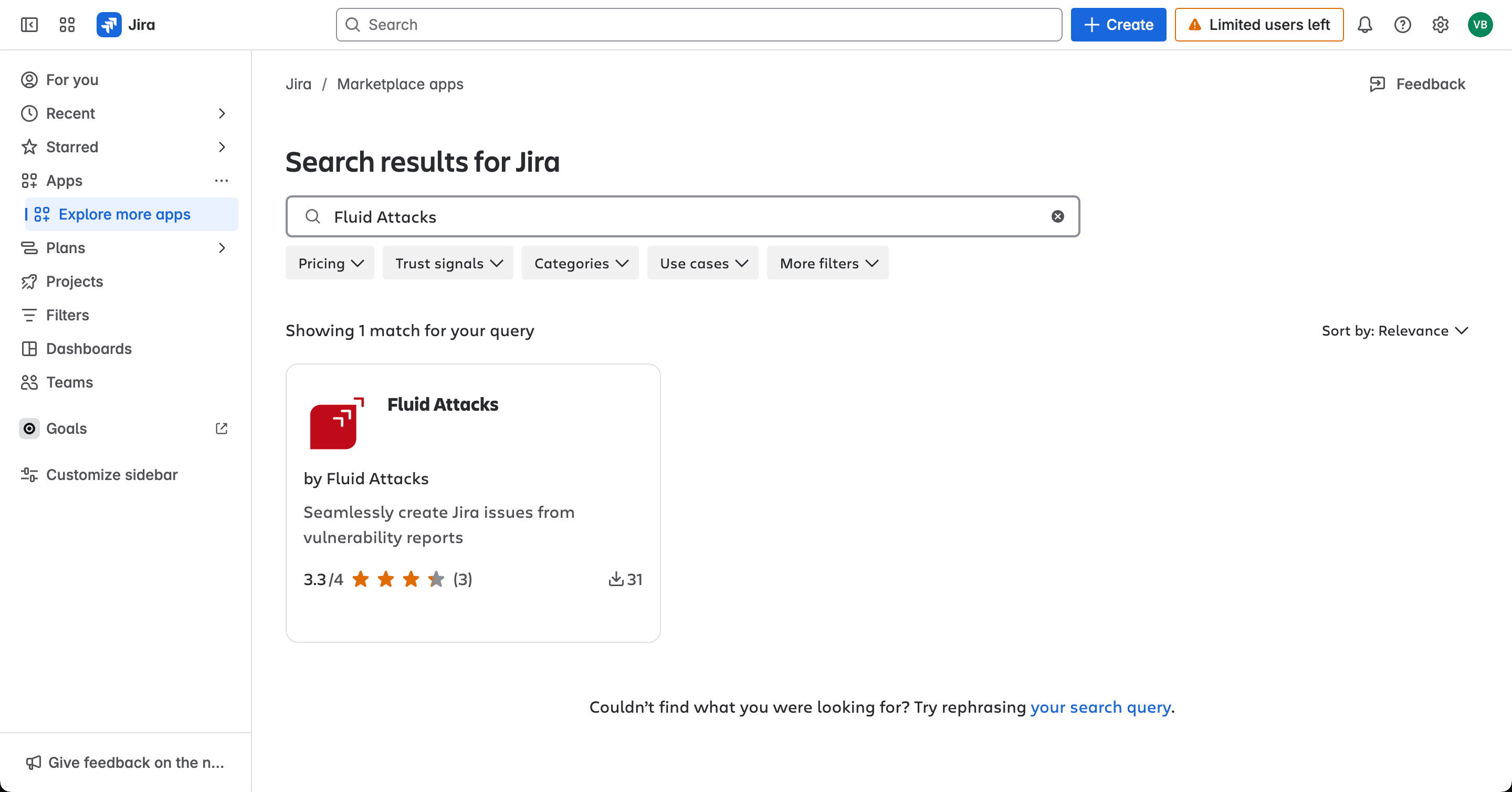Find the Fluid Attacks app on Jira Cloud