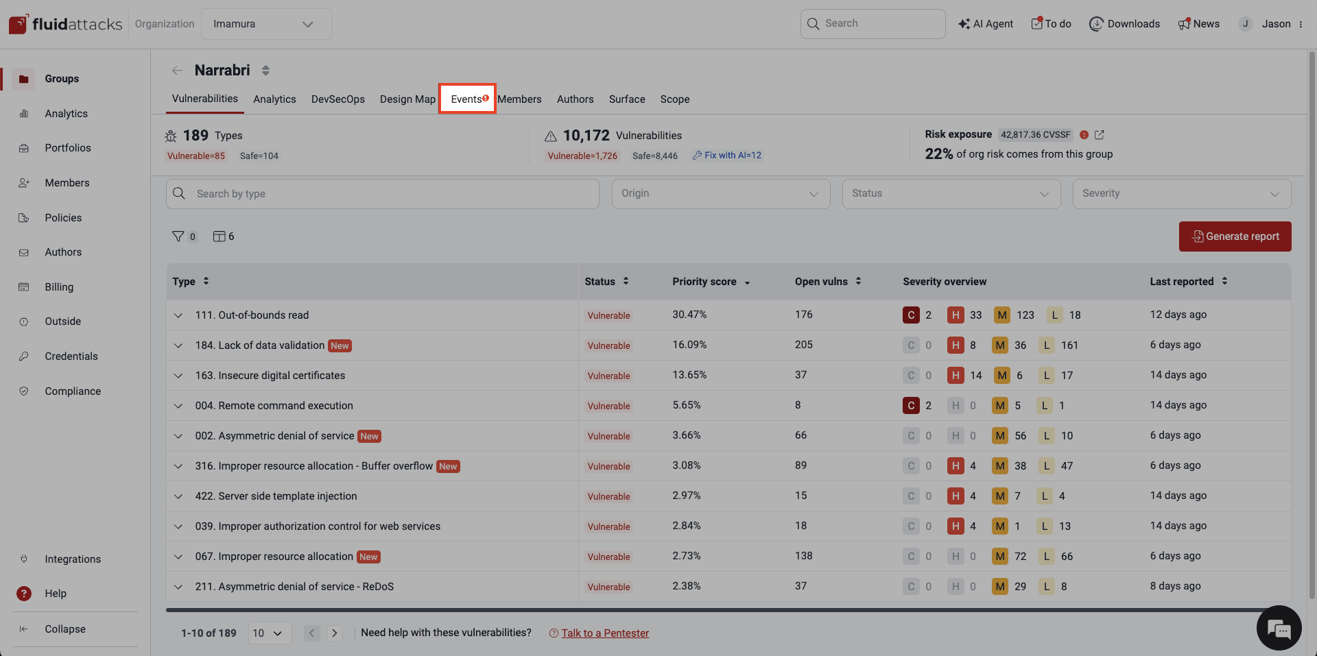 Understand red dot for events on the Fluid Attacks platform